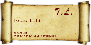 Totis Lili névjegykártya